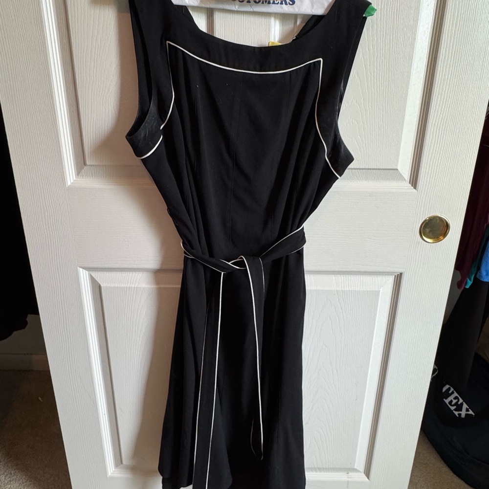 dressbarn Chic Black Mini Dress with White Accents